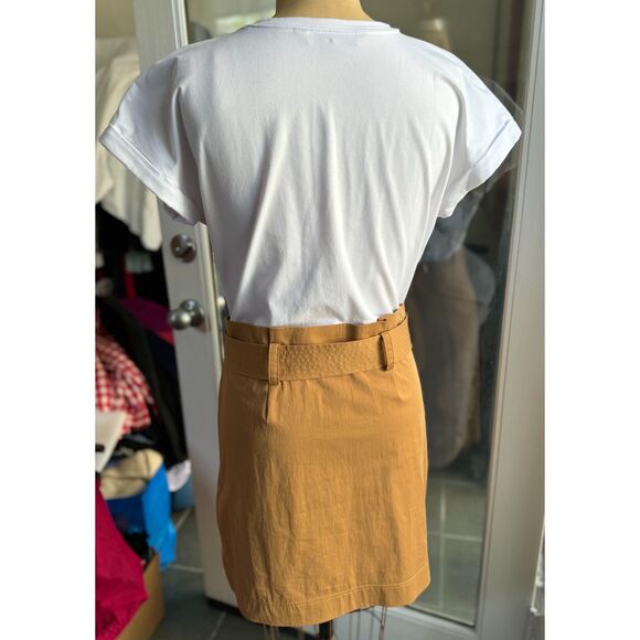 Veronica Beard White & Camel Melany Mixed Media Short Sleeve Mini Dress Size S - Picture 13 of 13